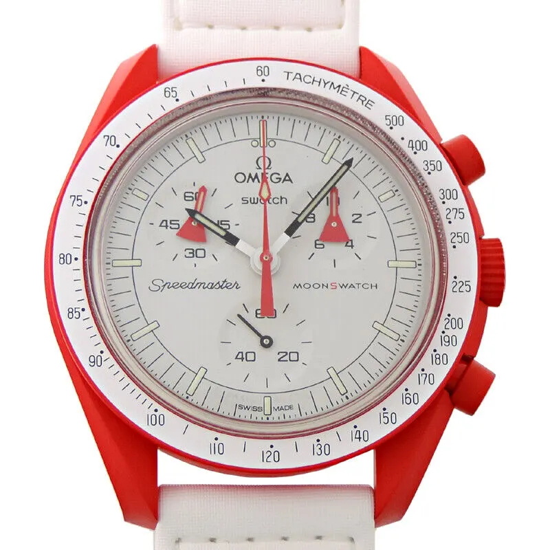 Omega x Swatch Fiery Red Mission to Mars Bioceramic Moonswatch  SO33R100